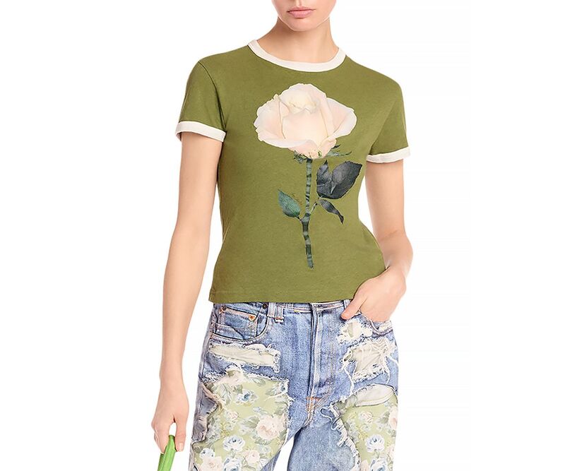 アクネ ストゥディオズ レディース トップス プルオーバー Acne Studios Flower Tee Green/White 白いこと