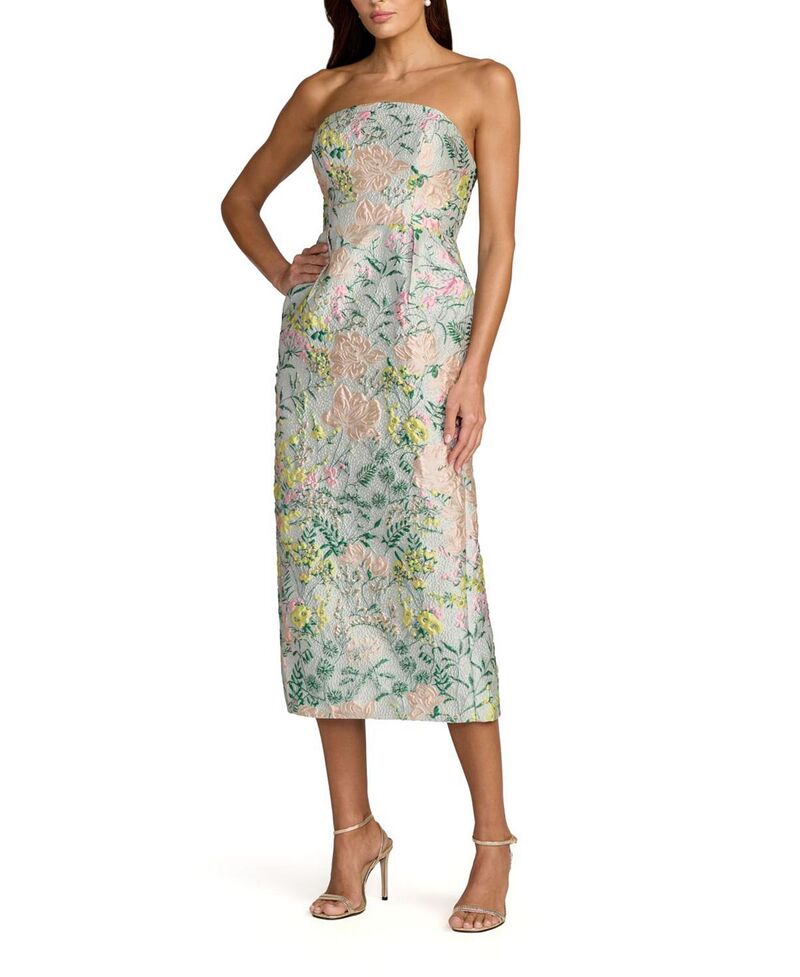 マックダガル レディース トップス 衣裳 MIDI ストラップレス Mac Duggal Multicolor Strapless Brocade Midi Dress With Pockets Pastel Multi マルチ色つや