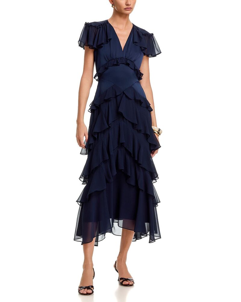 サンク セプト レディース トップス 衣装 ティアード Cinq Septatum Tieredress Navy 米国海軍