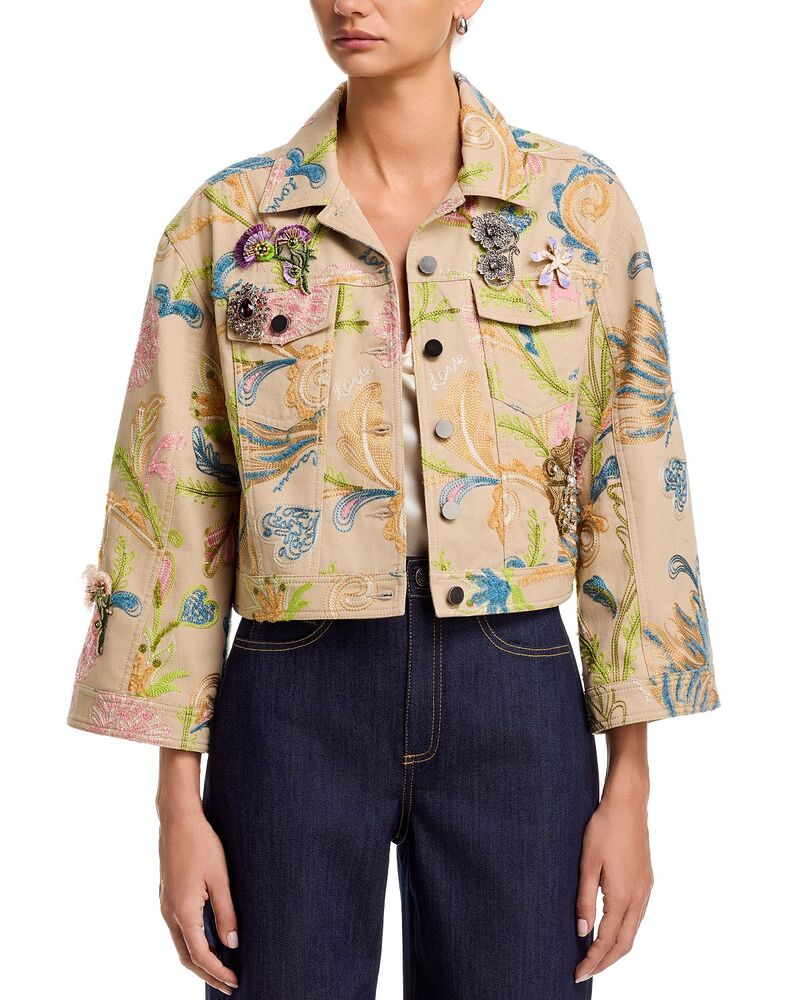 サンク セプト レディース アウター 上衣・上衣 刺しゅう Cinq Sept Addiembellished Embroidered Jacket Khaki Multi カーキ