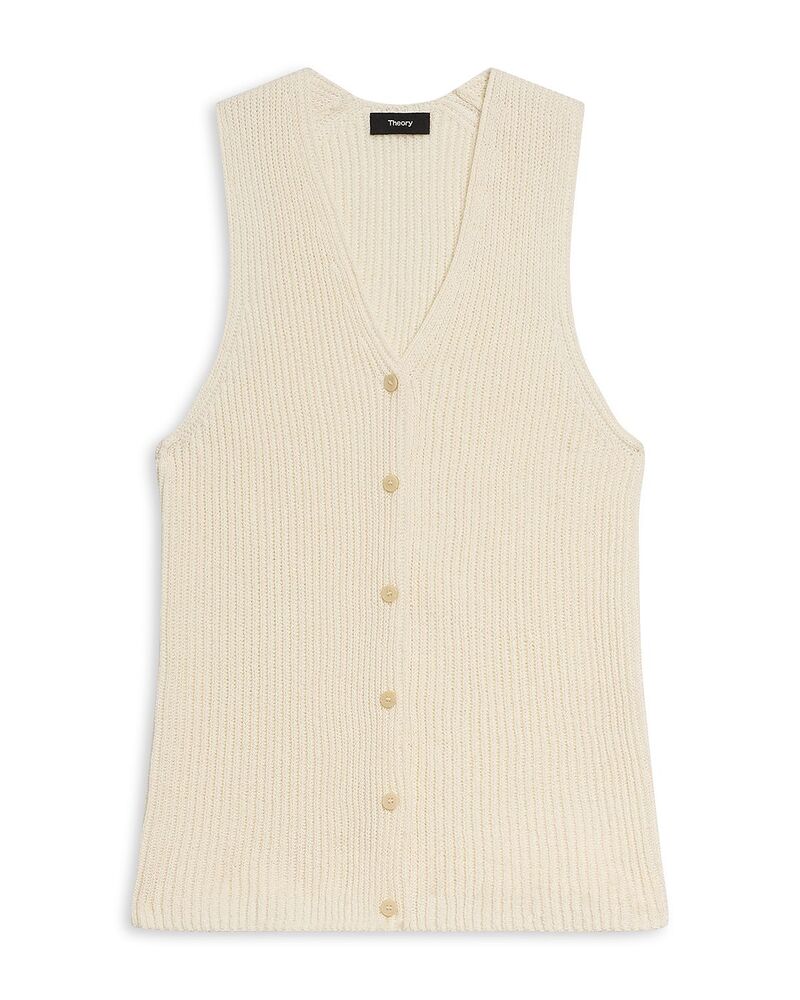 行動論理 レディース アウター ジレー より良い スウェーター Theory Cardigan Sweater Vest Ivory 象牙色