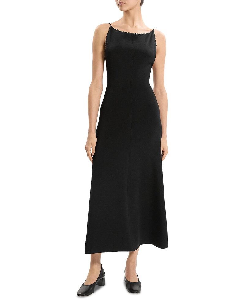 セオリー レディース トップス ワンピース Theory Square Neck Dress Black ブラック｜ReVida 店