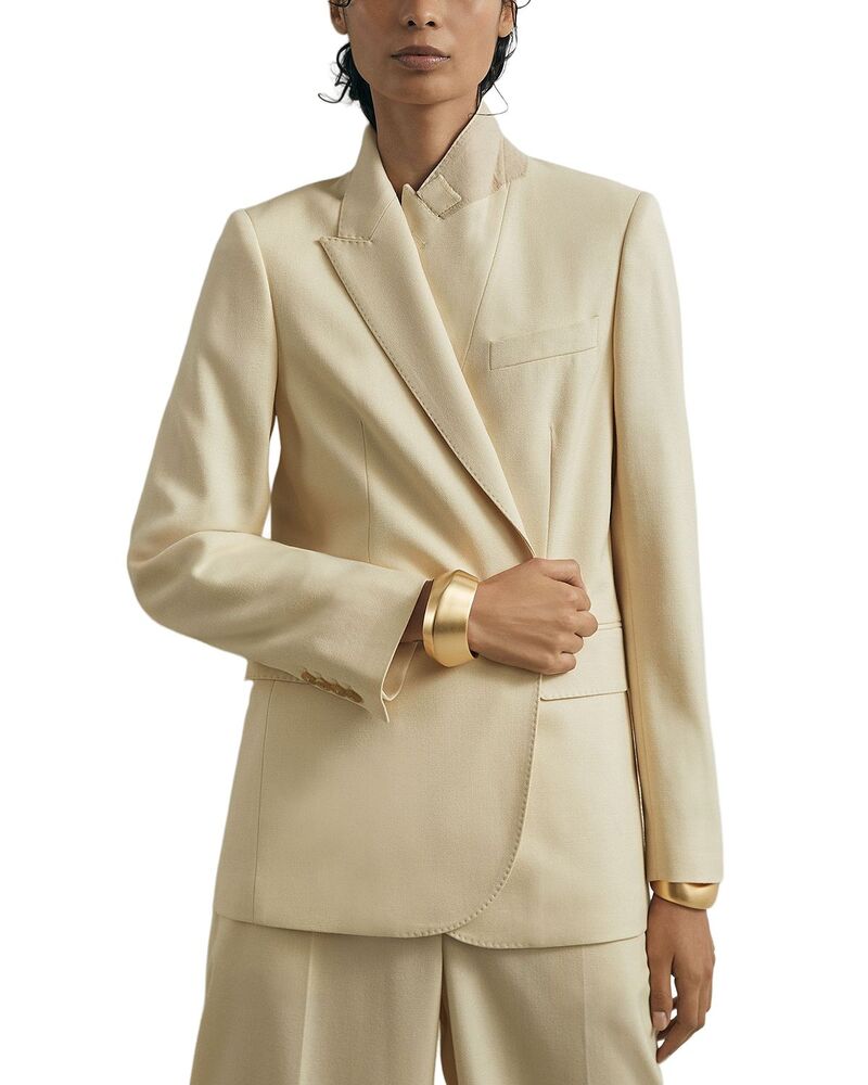 レイス レディース アウター 上衣・上衣 羊毛 地絹 スポーツジャケット REISS Anya Silk \u0026 Wool Blazer Cream 皮膚軟化剤