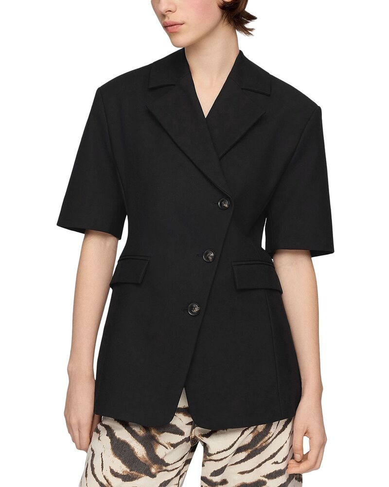 ガニー レディース アウター 上衣・上衣 綿織物 スポーツジャケット GANNI Black Cotton Tailored Blazer Black 黒いこと