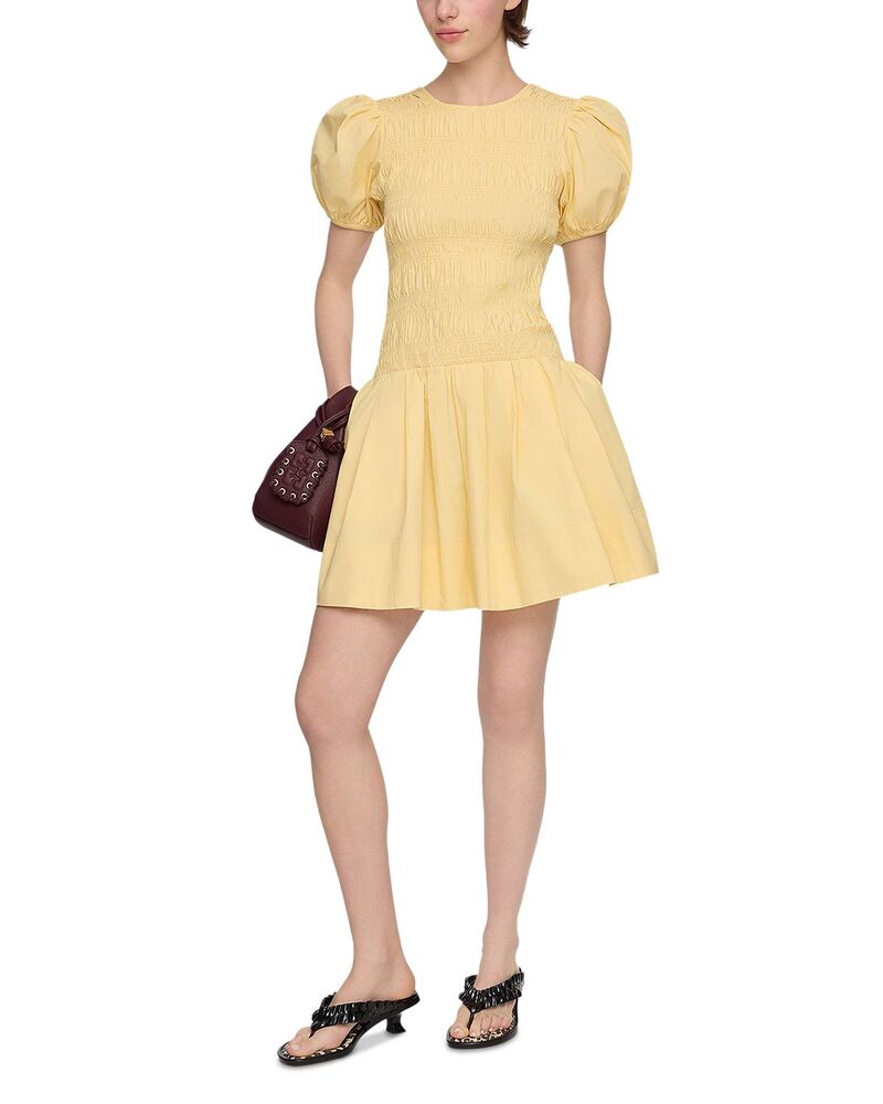 ガニー レディース トップス 衣裳 ミニ 綿織物 GANNI Yellow Cotton Mini Dress Italian Straw 黄色