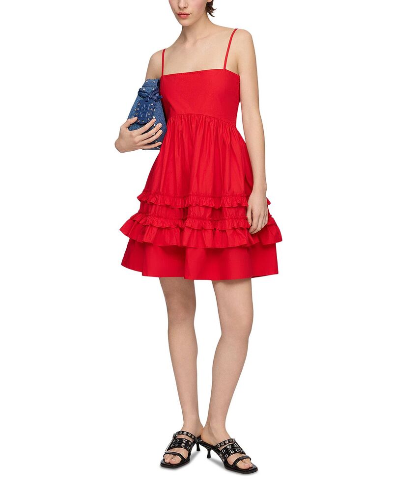 ガニー レディース トップス 衣裳 ミニ 綿織物 GANNI Cotton Poplin Mini Dress Racing Red 赤いこと