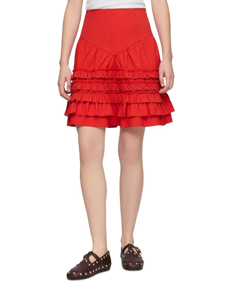 ガニー レディース 下つ方スコート ミニ 綿織物 GANNI Stretch Cotton Mini Skirt Goji Berry