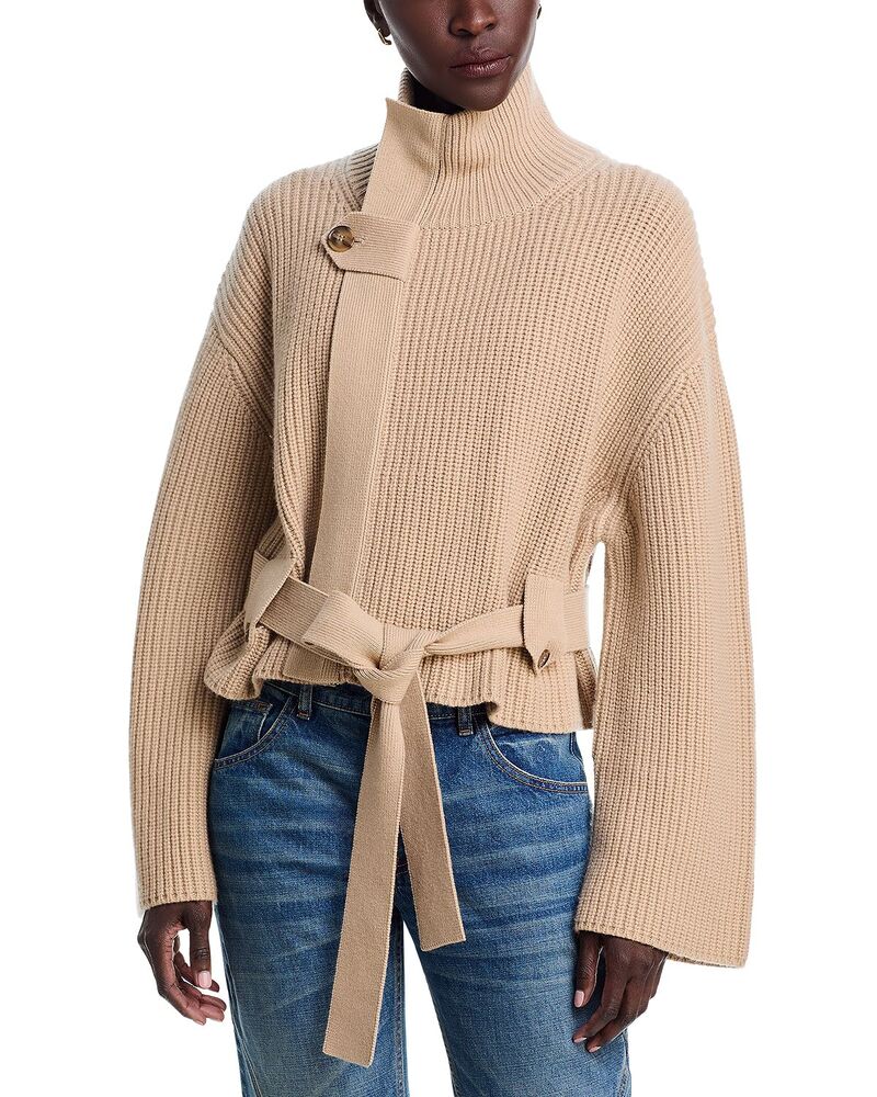 ブランドン・mx レディース アウター 編み物・ティーシャツ Brandon Maxwell The Neal Cashmere Zip Front Sweater Camel 駱駝