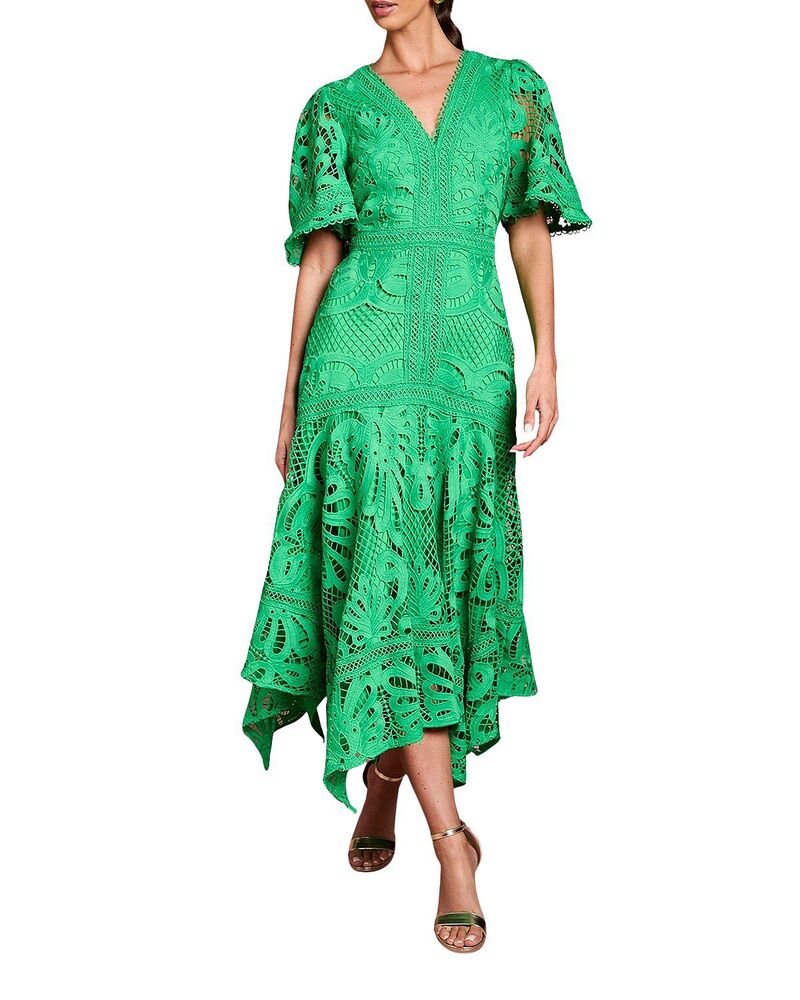 海岸地帯 レディース トップス 衣裳 スピード競技 Coast Placement Lace Hanky Hem Dress Green 緑であること