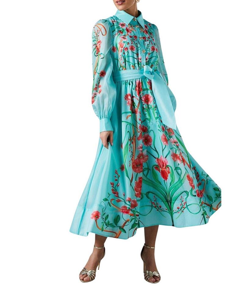 海岸地帯 レディース トップス プルオーバー 刷り上げる Coast Border Print Organza Shirt Dress Mint ペパーミント