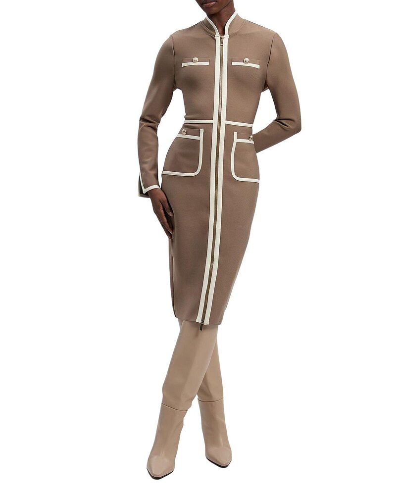 カレンミレン レディース トップス 衣裳 MIDI Karen Millen Bandage Military Piping Midi Dress Taupe トープ