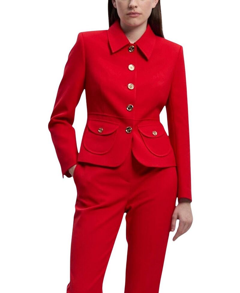 カレンミレン レディース アウター ジャケット・ブルゾン Karen Millen Textured Compact Stretch Tailored Jacket Red レッド｜ReVida 店