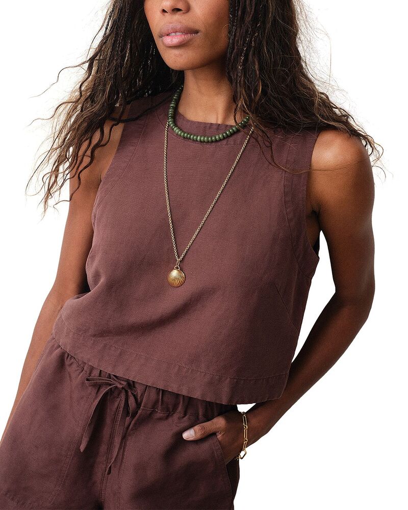 米国海兵隊員 度合い レディース トップス 貯蔵タンクいの一番 クロップド Marine Layer Quinn Cropped Tank Chocolate 黒茶