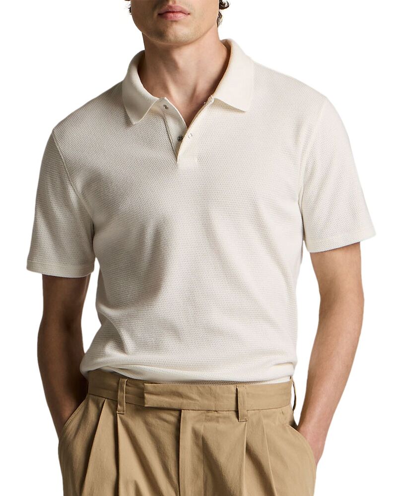 ヴィンス メンズ トップス スポーツシャツ メッシュ 編み物 Vince Mesh Knit Snap Short Sleeve Poloff White 象牙色
