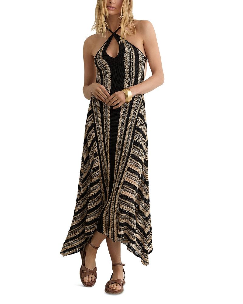 レイス レディース トップス 衣裳 編み物 マキシ REISS Annie Knit Maxi Dress Black/Neutral 黒いこと