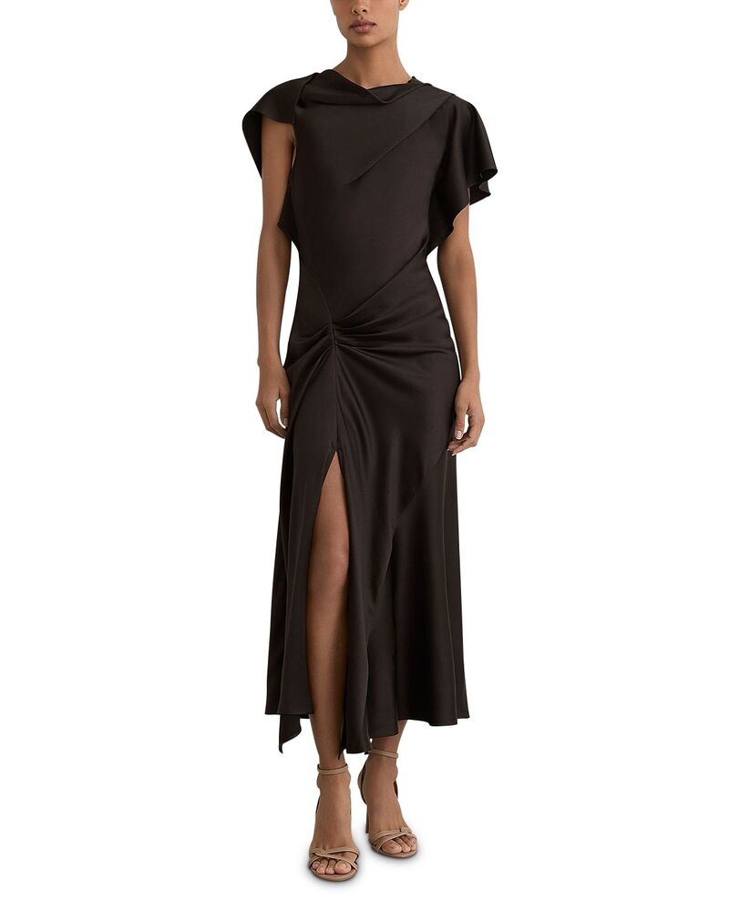 レイス レディース トップス 衣裳 ドレープ REISSasha Drapedress Chocolate 黒茶
