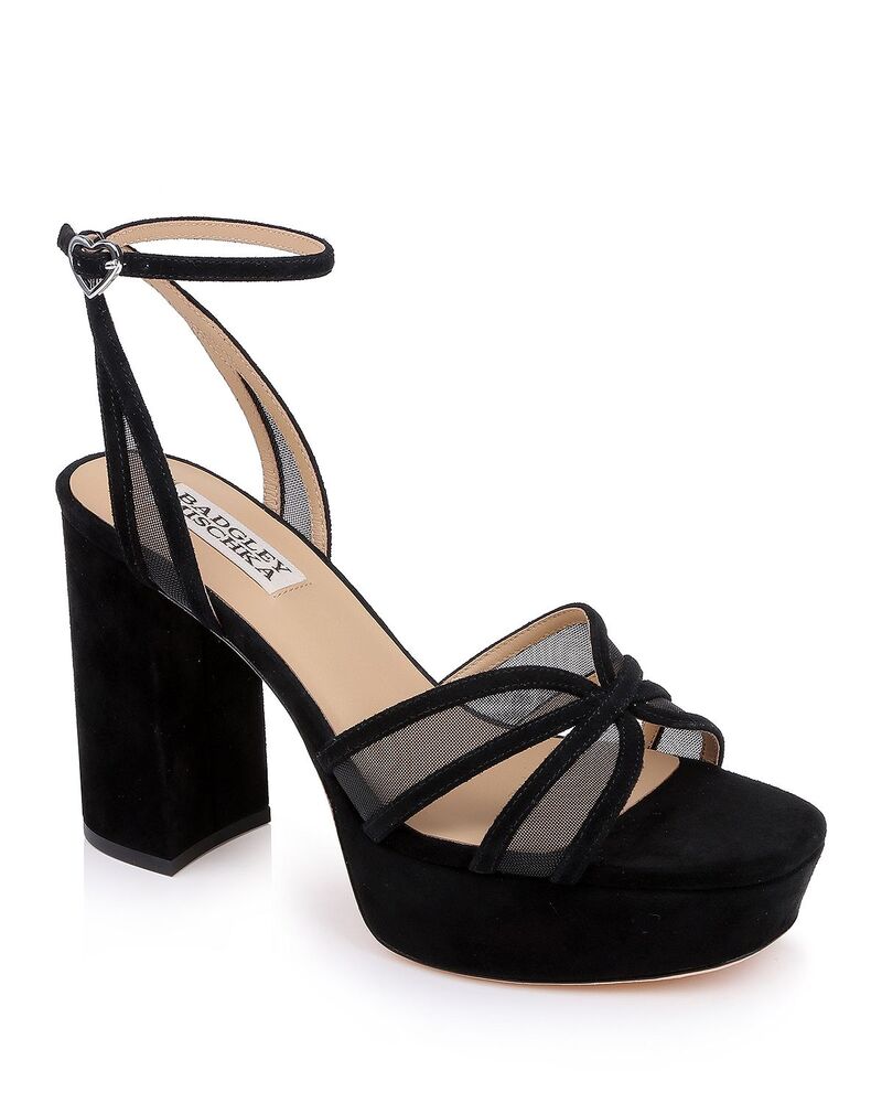 バッジェリーミシュカ レディース シューズ サンダル プラットフォーム Badgley Mischka Women's Yohana Platform Sandals Black Suede ブラック｜ReVida 店