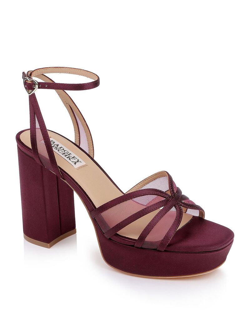 バッジェリーミシュカ レディース シューズ サンダル プラットフォーム Badgley Mischka Women's Yohana Platform Sandals Cherry Satin｜ReVida 店