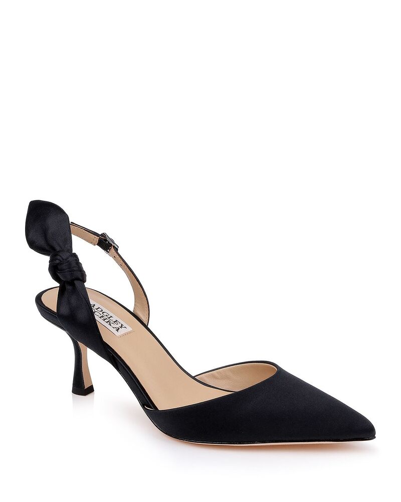 バッジェリーミシュカ レディース シューズ パンプス Badgley Mischka Women\u0027s Yuan Slingback Pumps Black Satin 黒いこと