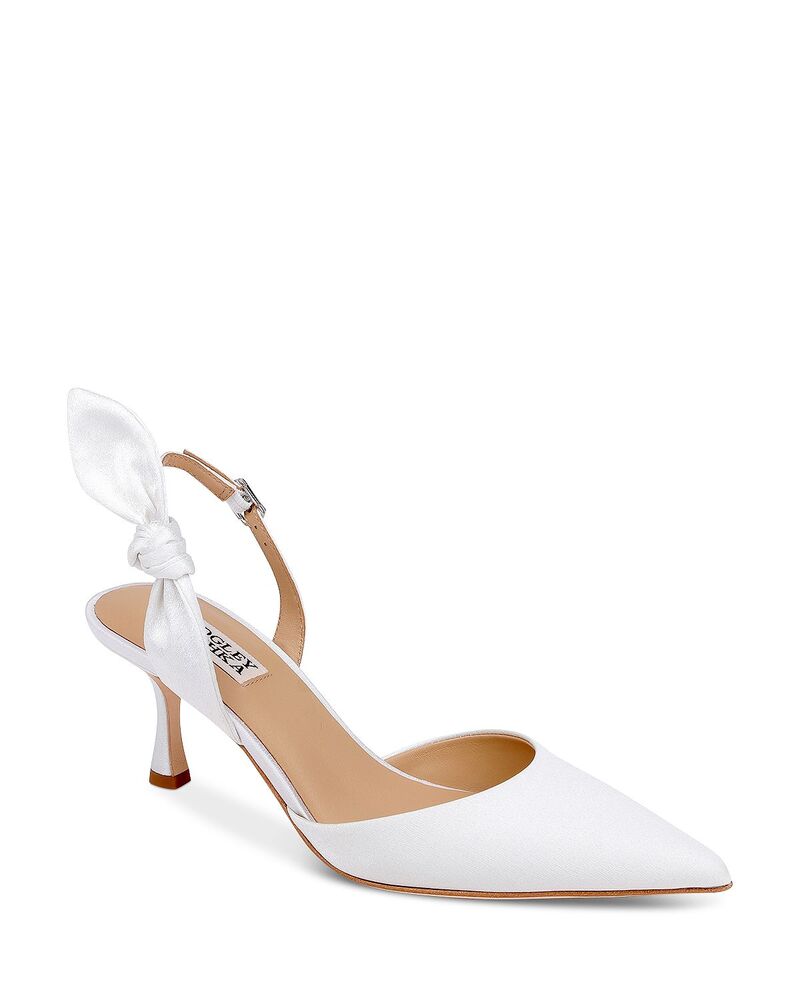 バッジェリーミシュカ レディース シューズ パンプス Badgley Mischka Women\u0027s Yuan Slingback Pumps White Crepe 白いこと