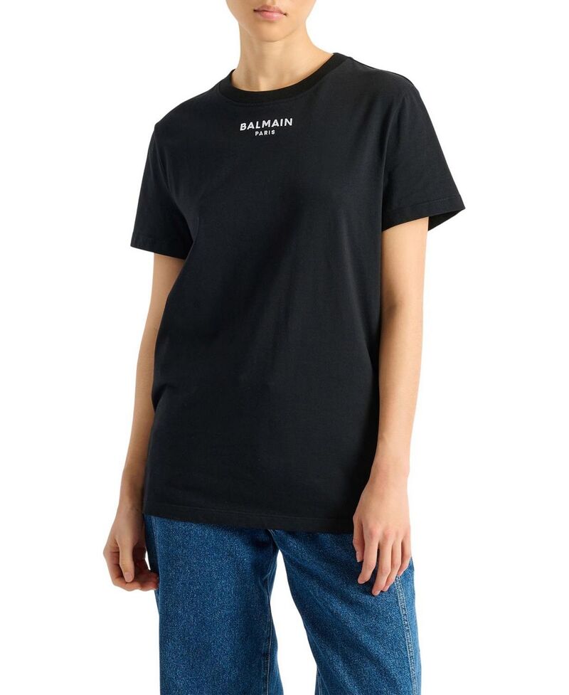 バルマン レディース トップス プルオーバー 刺しゅう Embroidered Balmain Paris T-Shirt Black 黒いこと