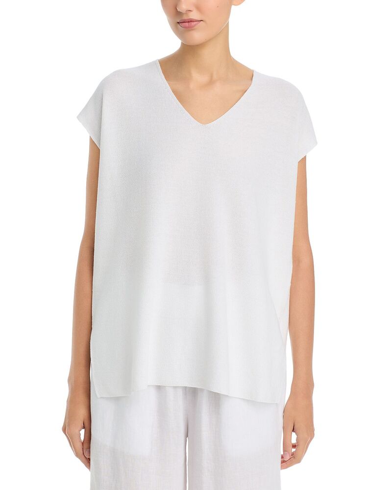 エイリーンフィッシャー レディース トップス プルオーバー Vのど首 Eileen Fisher V Neck Tunic White 白いこと