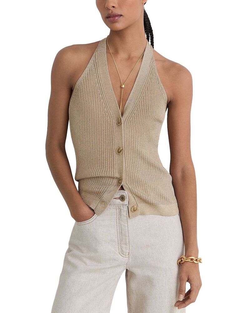 レイス レディース アウター ベストール REISS Liliana Metallic Vest Gold ゴールド