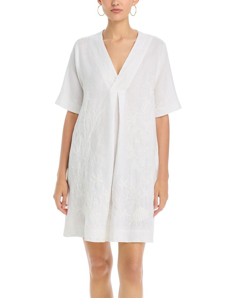 ジョニーワズ レディース トップス 衣裳 リネン Johnny Was Meri Dolman Linen Dress White 白いこと