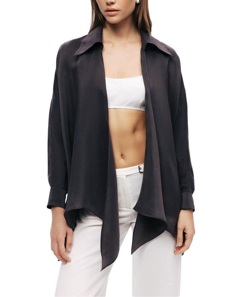 ノクチューン レディース トップス プルオーバー NOCTURNE Front-Tie Longline Shirt Anthracite