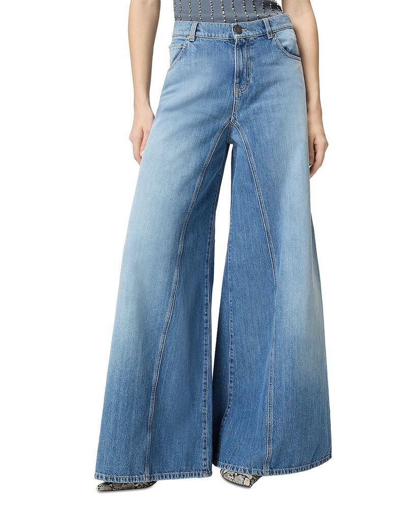 ピンコ レディース ボトムス ジーンズズボン下 ワイドレッグ ローライズ デニム PINKO Winona Low Rise Wide Leg Jeans Blue 青み