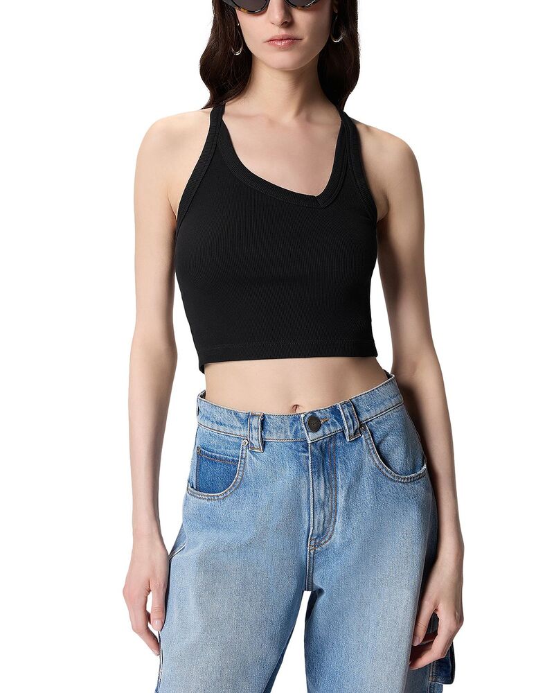ピンコ レディース トップス 貯蔵タンクいの一番 肋材 PINKO Brandy Ribbed Tank Top Black 黒いこと