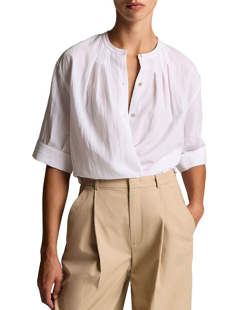 ヴィンス レディース トップス ティーシャツ A 伝達ルート Vince Gathered A Line Shirt Optic White 白いこと