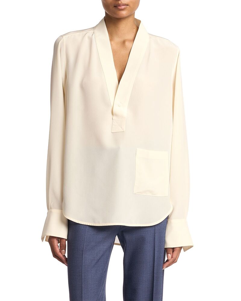 ヴィクトリア ベッカム レディース トップス シャツ Vネック シルク ブラウス Victoria Beckham Silk V Neck Blouse Ivory アイボリー|ReVida 店