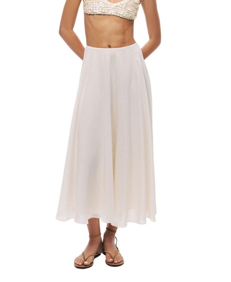 ノクチューン レディース 下つ方スコート MIDI 御機嫌酉の方角 NOCTURNE Flowy High-Waisted Midi Skirt Open White 白いこと