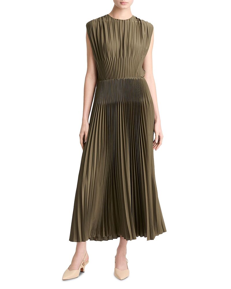 ヴィンス レディース トップス 衣装 筋目 Vince Chevron Pleated Round Neck Dressea Vine
