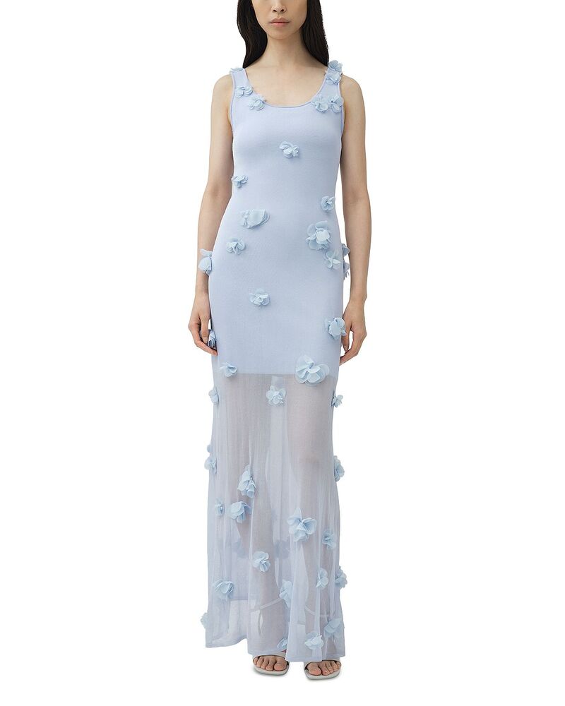 シムカイ レディース トップス 衣裳 お花柄 ノースリーブ お花 SIMKHAIvi Sleeveless Floral Applique Dress Periwinkle