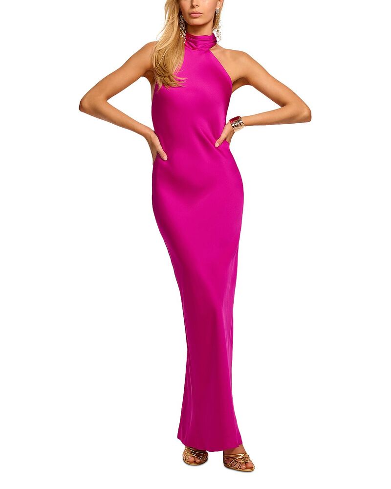 レイミー ブルック レディース トップス 衣裳 繻子 ホルター Ramy Brook Tatiana Satin Halter Gown Fiesta Pink サクラ色
