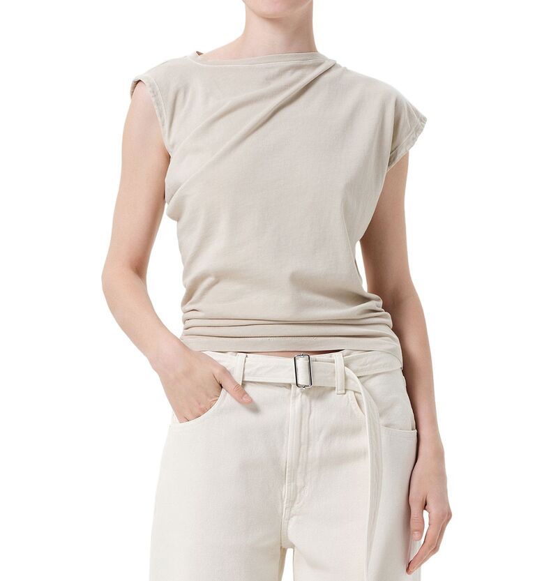 アゴルド レディース トップス ティーシャツ 非対称 AGOLDE Beth Asymmetric Tee Rice Grass