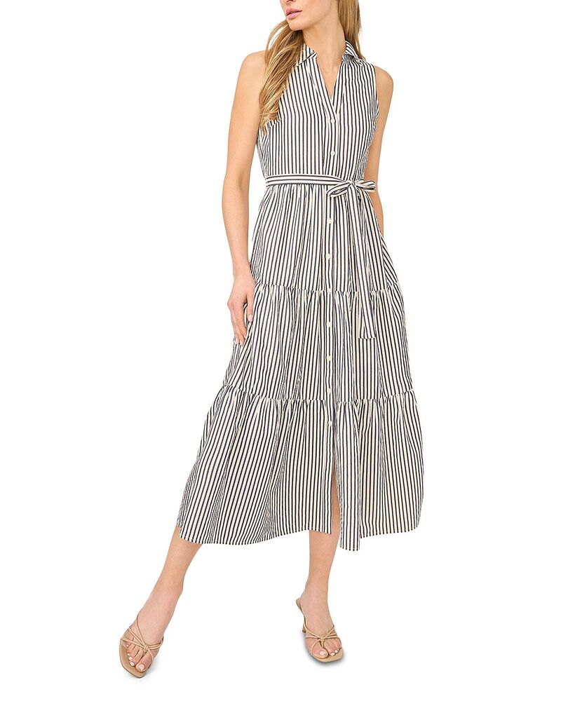 セセ レディース トップス シャツ ミディ ノースリーブ CeCe Sleeveless Collared Midi Shirtdress Classic Navy ネイビー|ReVida 店