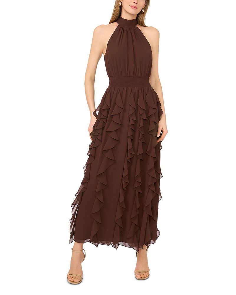 ワンステイト レディース トップス 衣裳 マキシ 1.STATE Flounce Cascading Maxi Dress Chicory Coffee 珈琲