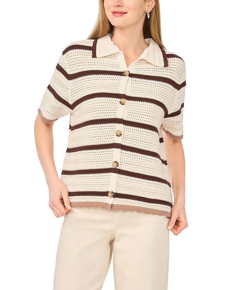 ワンステイト レディース アウター 編み物・スウェーター プルオーバー 1.STATE Openwork Sweater Shirt Antique White 白いこと