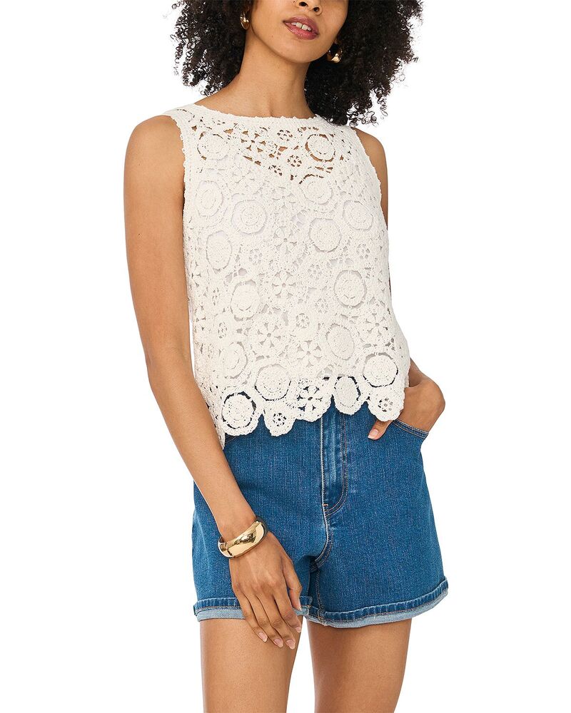ワンステイト レディース トップス 貯蔵タンクいの一番 1.STATE Crocheted Tank Top Antique White 白いこと