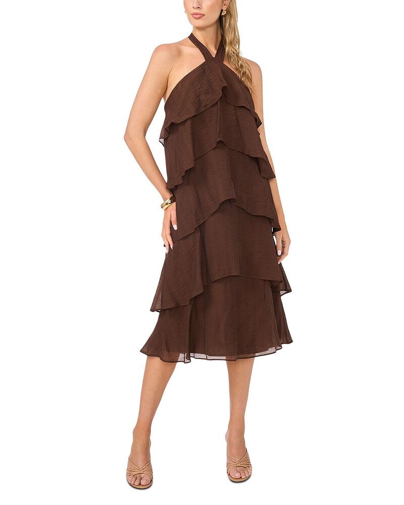 ヴィンスカムート レディース トップス 衣裳 ティアード ハイネック VINCE CAMUTO High Neck Tieredress Mocha モカ