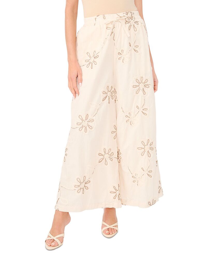 ヴィンスカムート レディース ボトムス 心地よいズボン下 御花柄 御花 VINCE CAMUTO Floral Soutache Drawstring Pants New Ivory 象牙色