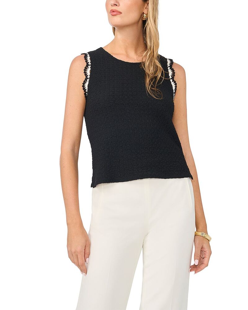 ヴィンスカムート レディース トップス 貯蔵タンクいの一番 VINCE CAMUTO Scalloped Trim Textured Tank Rich Black 黒いこと