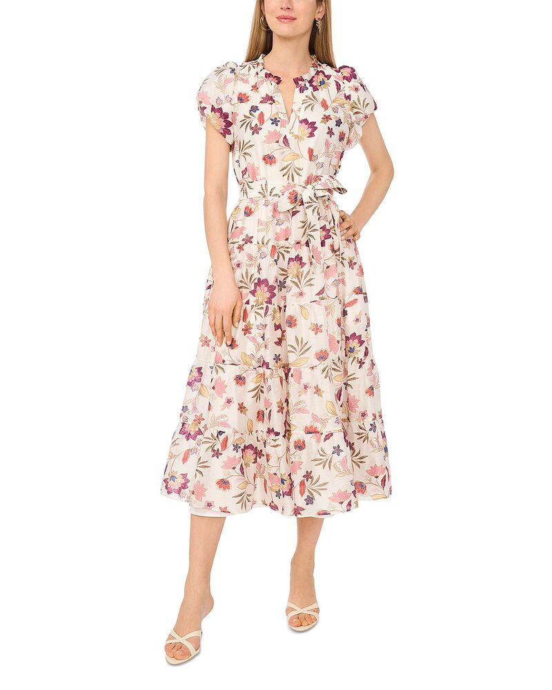 ヴィンスカムート レディース トップス 衣裳 MIDI VINCE CAMUTO Puff Sleeve Midi Dress New Ivory 象牙色