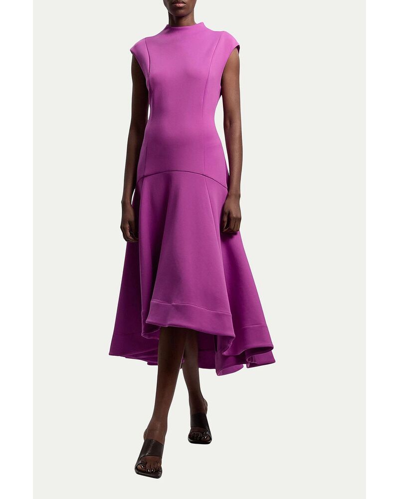カレンミレン レディース トップス 衣裳 フラウンス裾 フラウンス MIDI ノースリーブ Karen Millen Ruffle Hem Sleeveless Midi Dress Purple パープル
