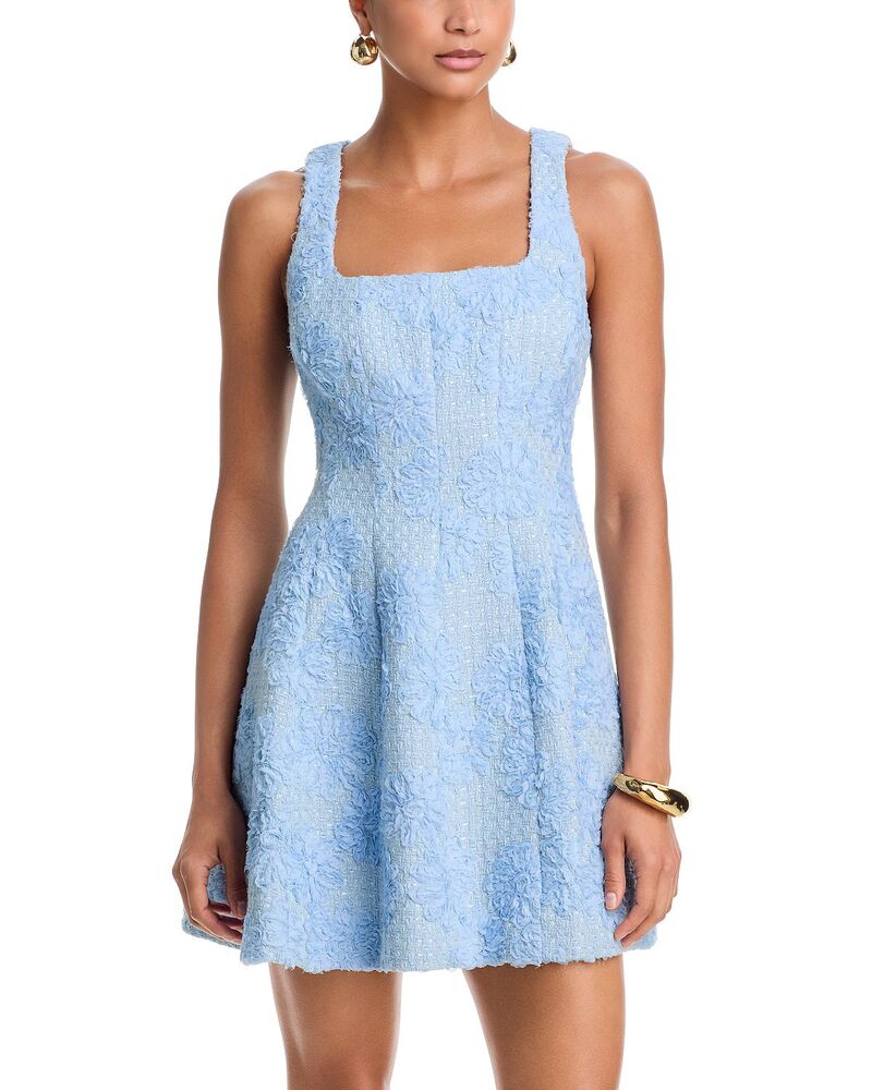 ミリー レディース トップス ワンピース ミニ ツイード MILLY Minna Tweed Mini Dress Light Blue ブルー｜ReVida 店
