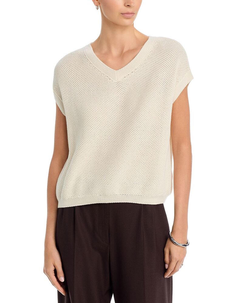 マジェスティック レディース トップス シャツ キャップ ニット Majestic Filatures Open Knit Cap Sleeve Top Milk｜ReVida 店