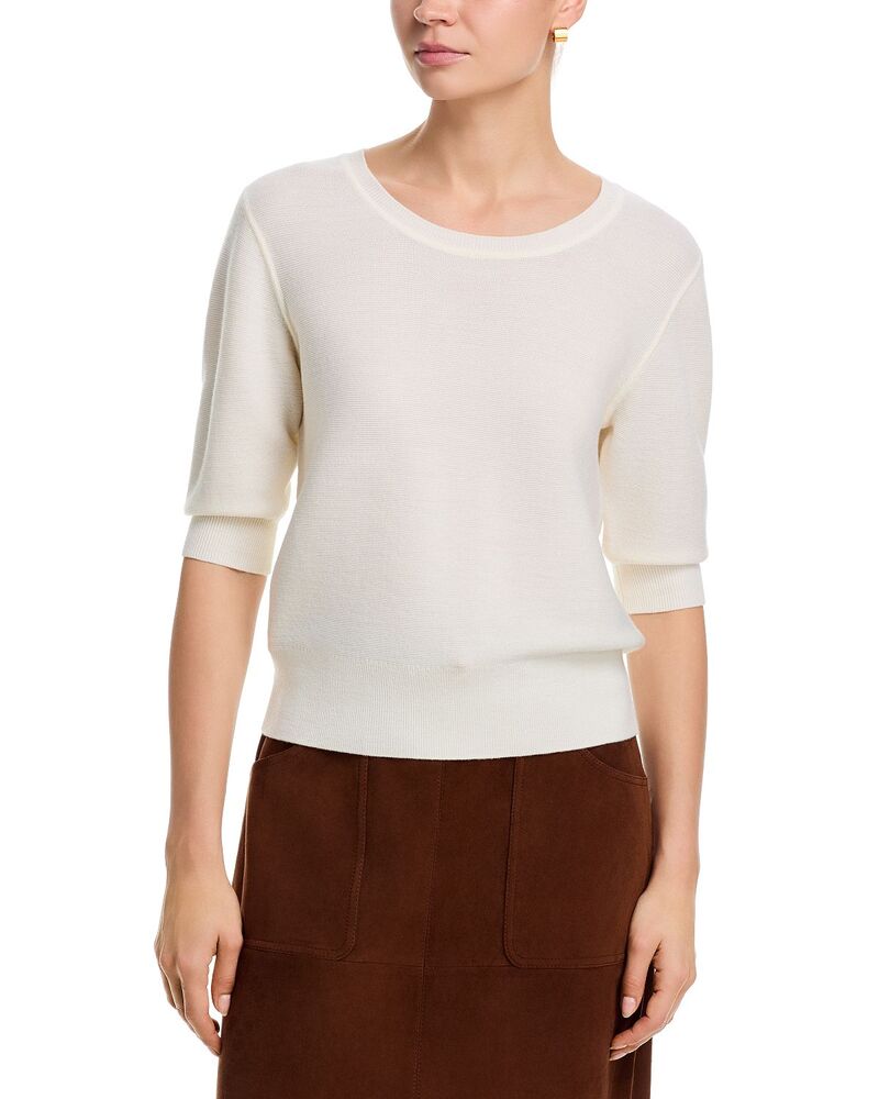 マジェスティック レディース アウター 編み物・プルオーバー 羊毛 Majestic Filatures Wool Elbow Sleeve Sweater Milk